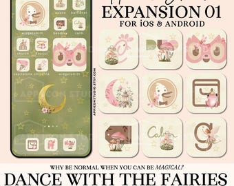 Groen App Icon Pack Schattig Icon Pack iPhone-pictogrammen Pastel Esthetisch Fairycore iOS App Hoesjes Android Widgets Telefoonthema Fantasy Icon, 250603e1
