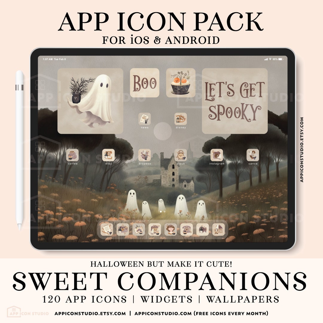 Cute Ghosts Halloween Icon Pack for Ios, Android and Tablet Autumn ...