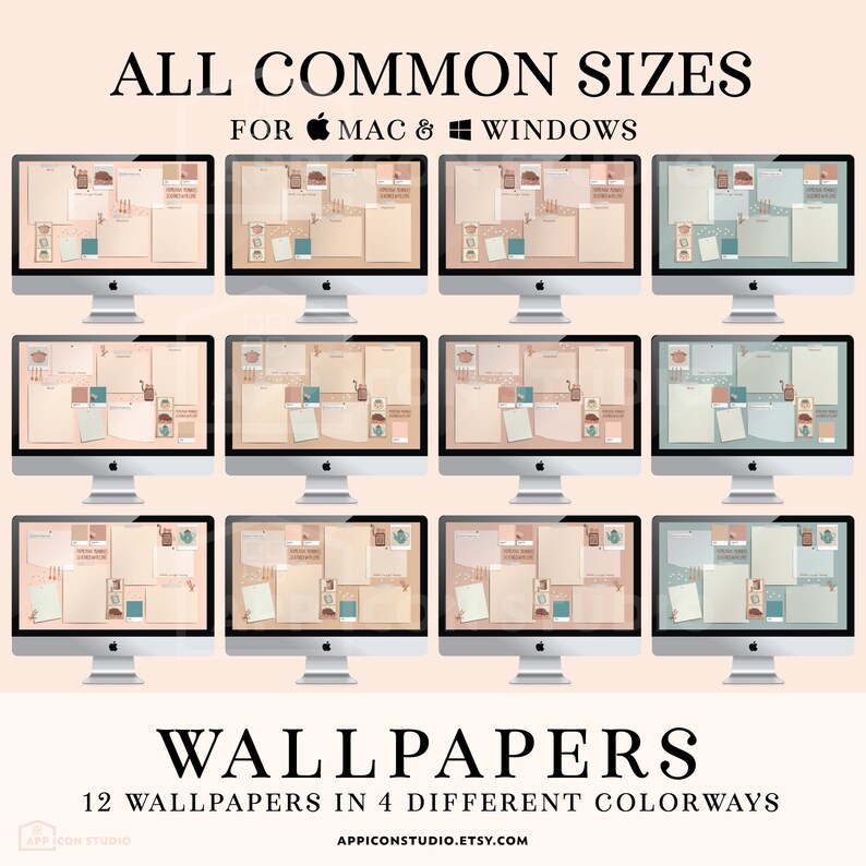 Cottagecore Kitchen Desktop Organizers, Folders and Hand Drawn Folder Icons for your Mac or Windows PC Desktop to customize your Computer! This hand drawn Wallpaper Organizer Bundle creates a whole new look of your Desktop and keeps you organized!