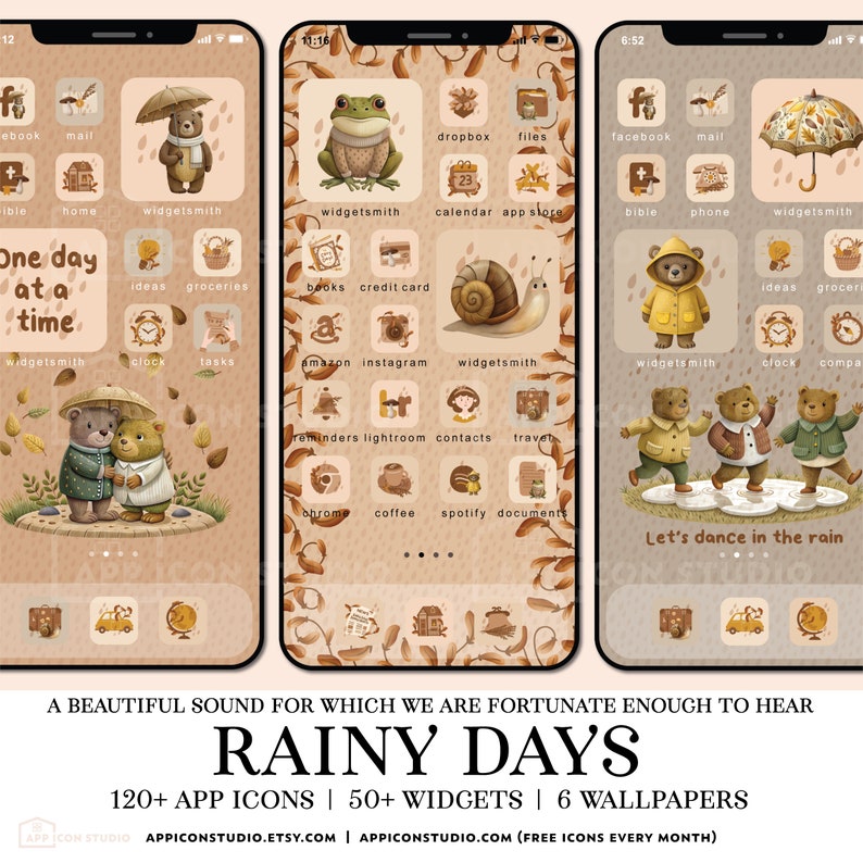 App Icon Pack Cute Bears Fall Ios Icon Bundle for iPhone and iPad ...