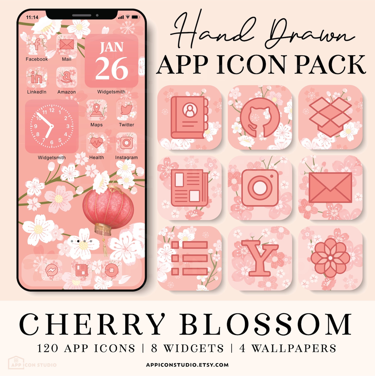 Cherry Blossom Android Icons Ios 14 Aesthetic, Sakura Widgets for ...