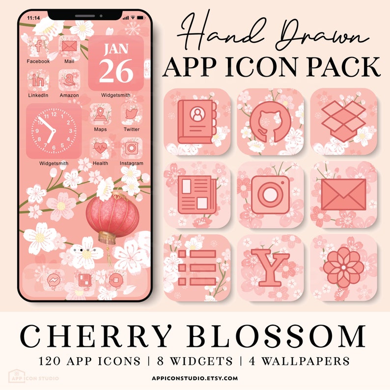 Pink Spring App Icon Pack For Phone Home Screen Shortcuts Cherry Blossom Icons Ios 14 Aesthetic Sakura Widgets For Iphone Digital Art Collectibles Timeglobaltech Com