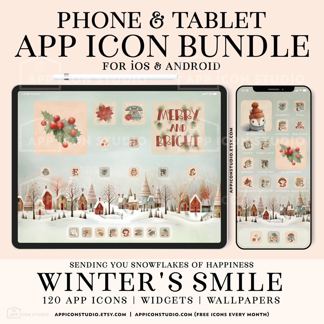 Cute Aesthetic Winter App Icon Pack Cozy Hand Drawn Snow Icons for Ios ...