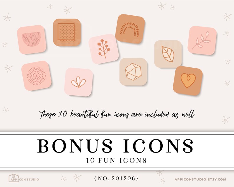 Beige Boho App Icon Pack Cream Boho iOS 14 App Icons Cream Etsy