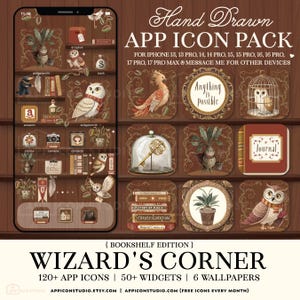 Paquete de iconos de la aplicación Wizard con widgets y fondos de pantalla: descarga digital del tema Magic Aesthetic Phone (260203bk)