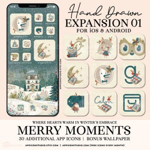 Phone Background Christmas App Icons Expansion Pack Custom Apps Gift for Her Aesthetic iOS Icon Set Winter Holiday iPhone Theme, 241203e1