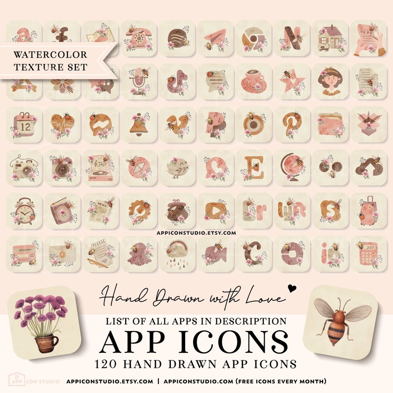 Flower Aesthetic iPhone and iPad Icon Set With Widgets and Wallpapers ...