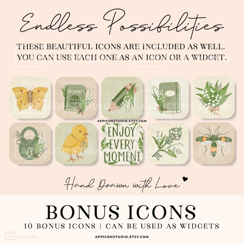 This Green Flowers App Icon Pack comes with Icons, Widgets and Wallpapers. Use it to customize your Home Screen and to create a whole new look of your device. An easy to understand Installation Guide with Images is included.