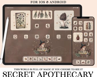 Dark Apothecary App Icons: Brown Watercolor Theme (iOS & Android) (Digital Download), 250902b