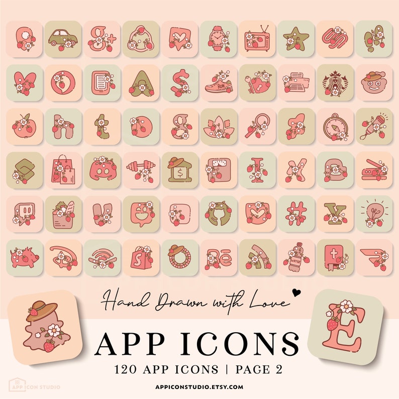 This Strawberry Aesthetic App Icon Pack comes with hand drawn Icons, Widgets and Wallpapers. Use it to customize your Home Screen and to create a whole new look of your device. An easy to understand Installation Guide with Images is included.