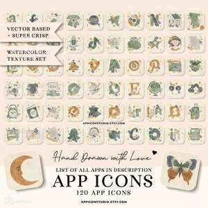 This Watercolor Aesthetic Wildflower App Icon Pack comes with Icons, Widgets and Wallpapers. Use it to customize your Home Screen and to create a whole new look of your device. An easy to understand Installation Guide with Images is included.