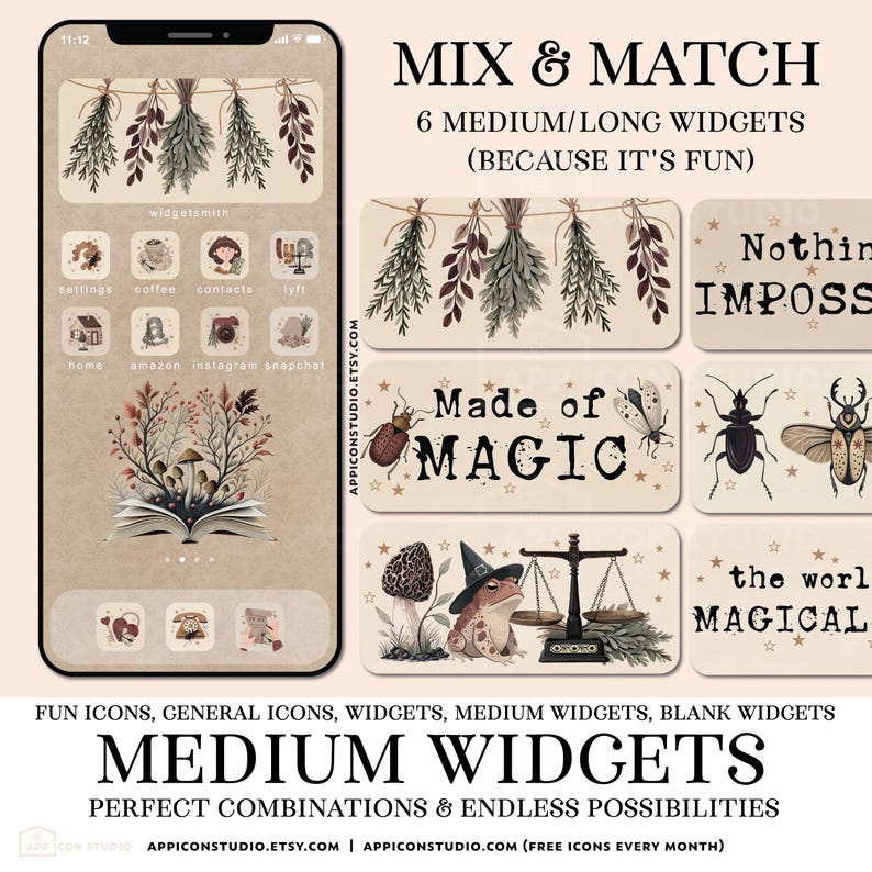 Dark Academia App Icons Neutral Icon Pack iPhone Android Wallpaper Custom iOS Phone Background Widget Herbal Goblincore Fall Icons Autumn App Icon Pack Brown Aesthetic Wallpaper Apothecary Theme Magic Homescreen by App Icon Studio, by AppIconStudio