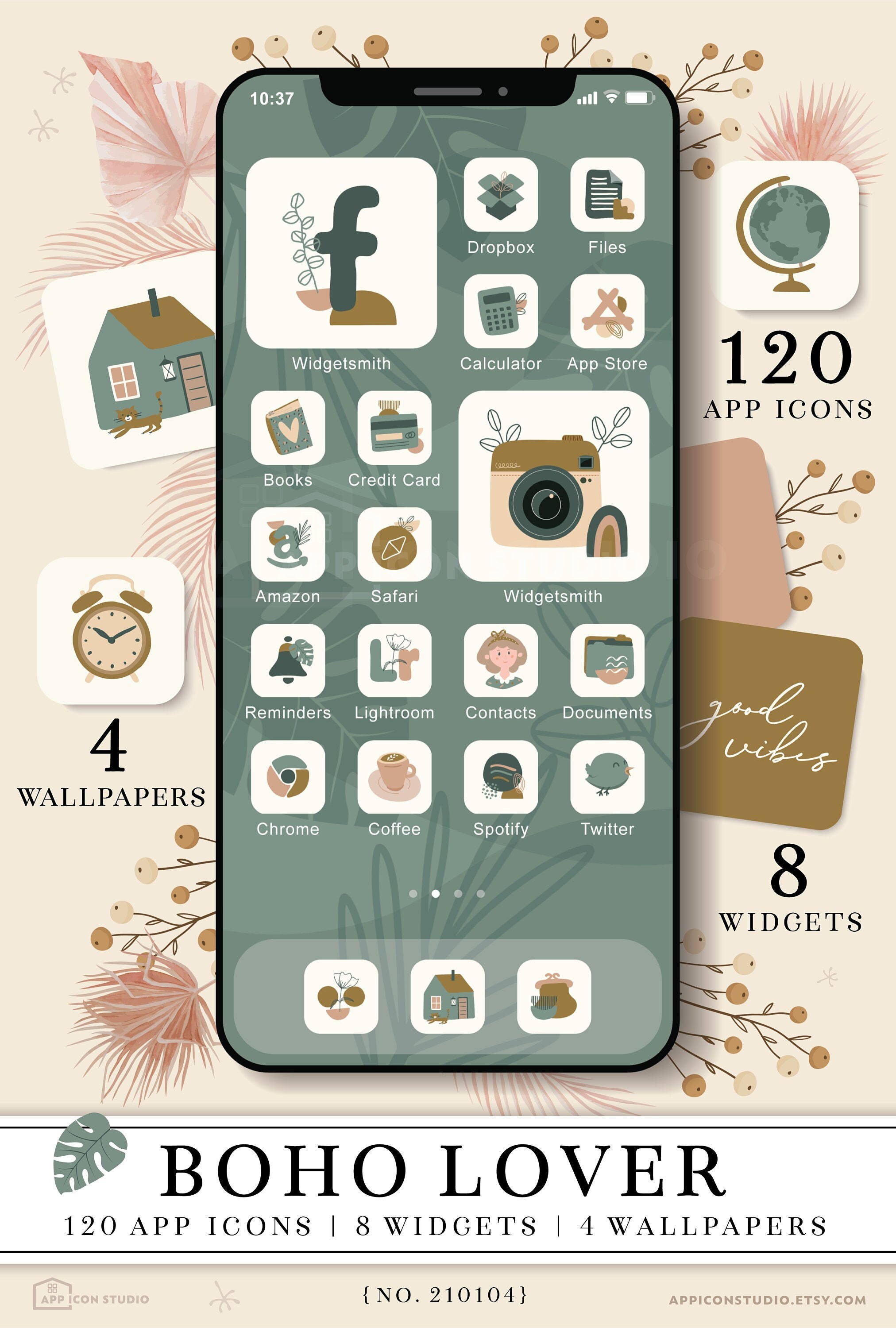 Boho App Icons iPhone iOS 14 Hand Drawn Theme Bohemian Etsy