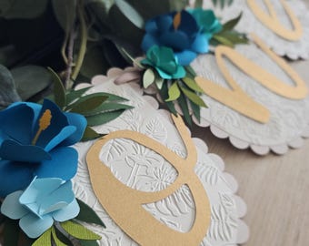 Tropical Highchair Banner, Luau First Birthday, Gold Letters