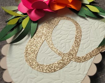 Tropical First Birthday Highchair Banner, Gold Glitter, Luau Party Decor