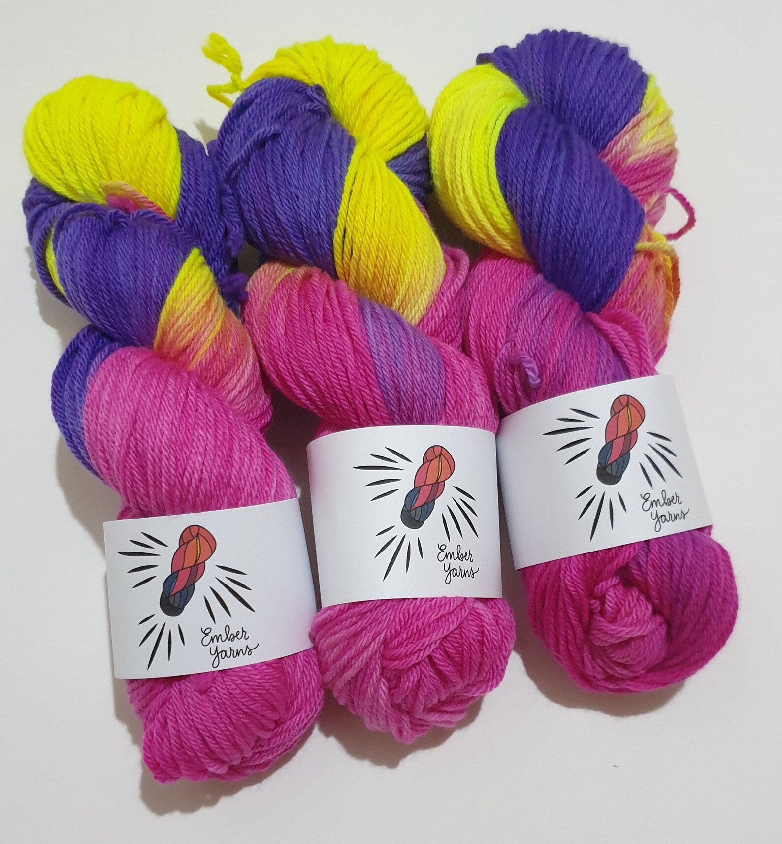 Hand dyed DK yarn 'Fruit punch' 100g extrafine Etsy