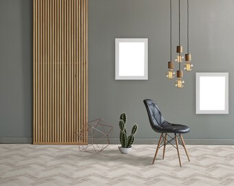 Peel and Stick Vinyl Floor Tiles HERRINGBONE GREY Self-adhesive 30.5cm ...