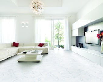 Marble White Self adhesive Vinyl Flooring Sheet Sticker