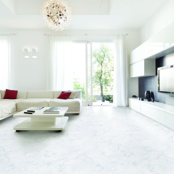 Marble White Self adhesive Vinyl Flooring Sheet Sticker