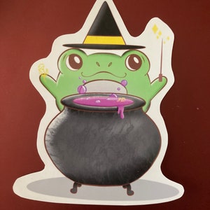 Frog Witch Sticker: Waterproof Scratchproof 3&quot;