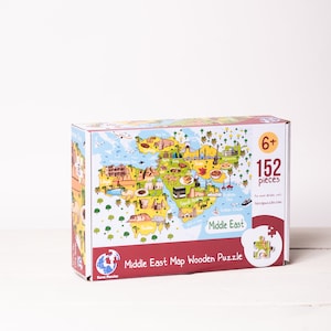 Bunte Naher Osten Karte Holzpuzzle für Kinder, Urlaub Bildung Brettspiele Geschenkideen, Geographie Kartenspiele,