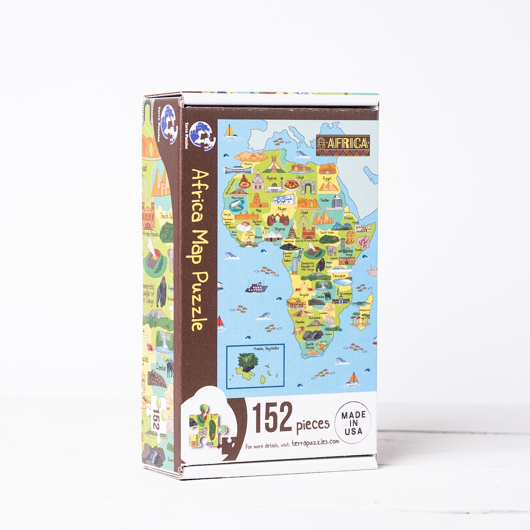 Africa Map Wooden Jigsaw Puzzle for Children, Educational Map of Africa ...