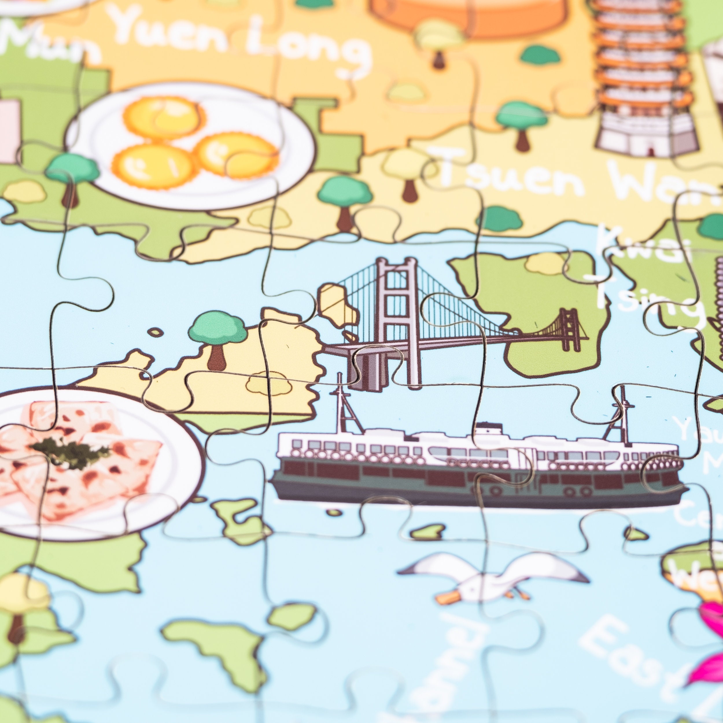 Hong Kong Map Wooden Jigsaw Puzzles Fun Holiday Board Games Etsy