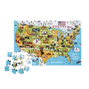 Colorful USA Illustrated Map Jigsaw Puzzle for Children and - Etsy