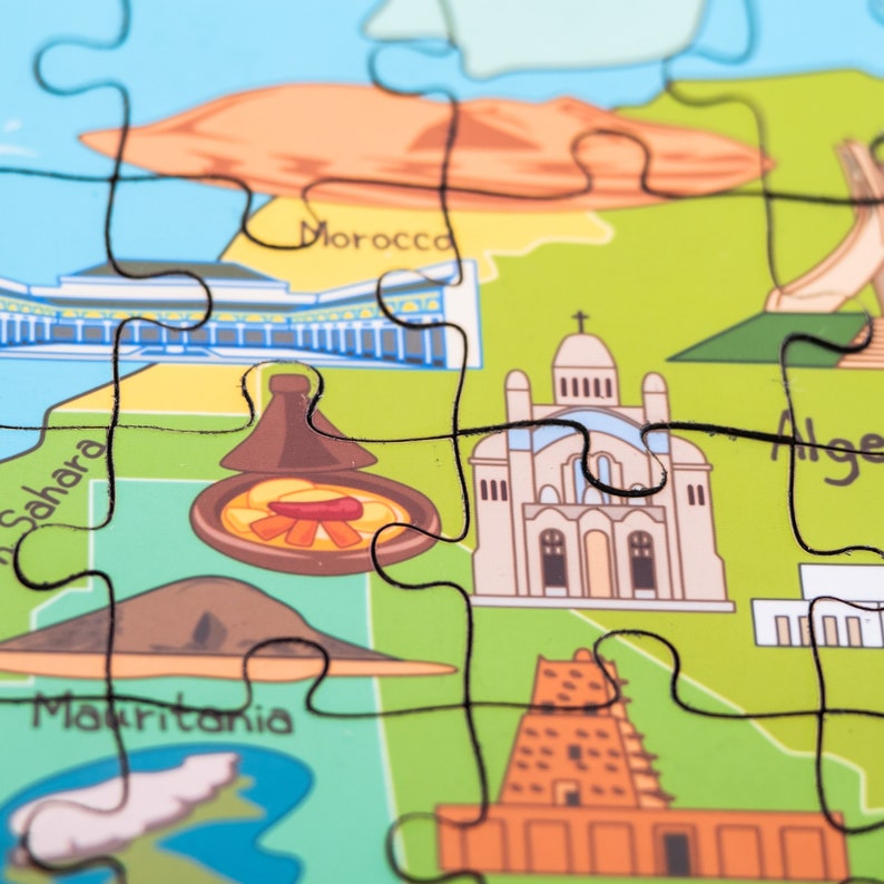 Afrika Karte Holzpuzzle für Kinder, Lernkarte von Afrika, schwarze Geschichte Brettspiele, Geographie Puzzle, Geschenkideen für den Urlaub. Bild 7