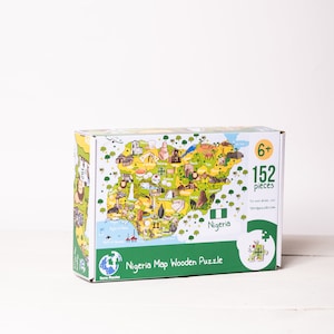 Nigeria Karte Holzpuzzle für Kinder und Erwachsene, Familienspaß pädagogische Feiertags-Brettspiele, kulturelles Essen und Sehenswürdigkeiten