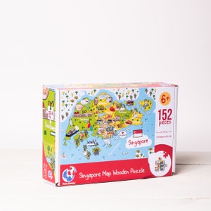 Singapur Karte Holzpuzzle für Kinder und Erwachsene, asiatische Karten Puzzle Brettspiele, Montessori Spielzeug, Geographie lernen Spiele