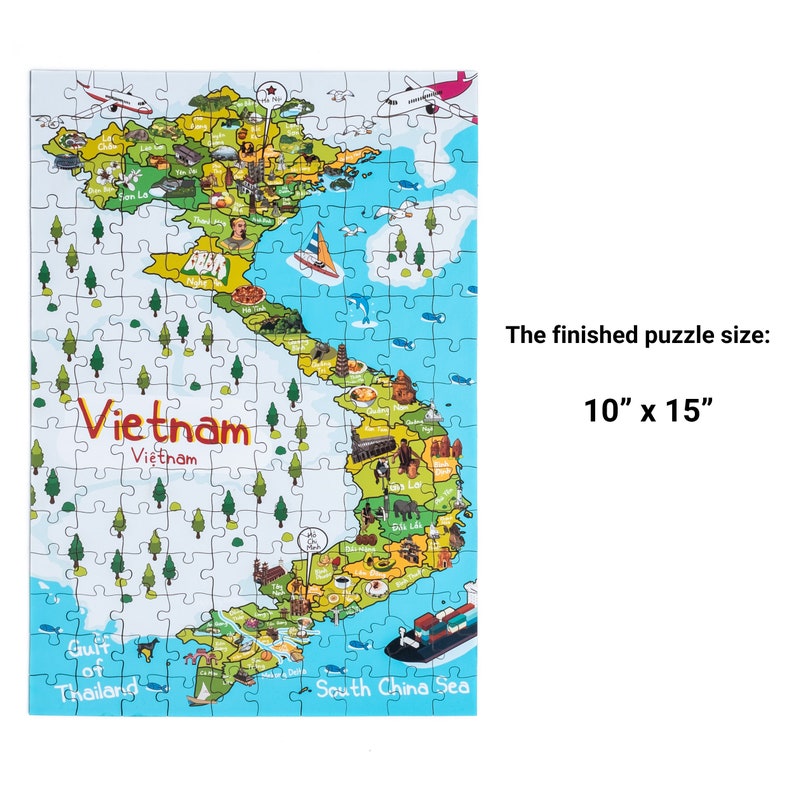 Colorful Vietnam Illustrated Map Jigsaw Puzzle for Children Etsy
