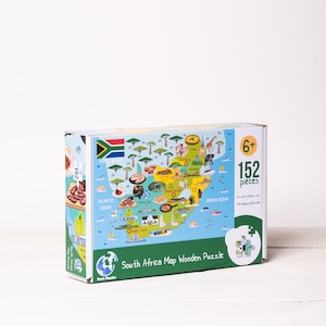 Südafrika Landkarte Holzpuzzle für Kinder und Erwachsene, Ferien pädagogische Familienspaß Brettspiele, kulturelles Essen und Wahrzeichen