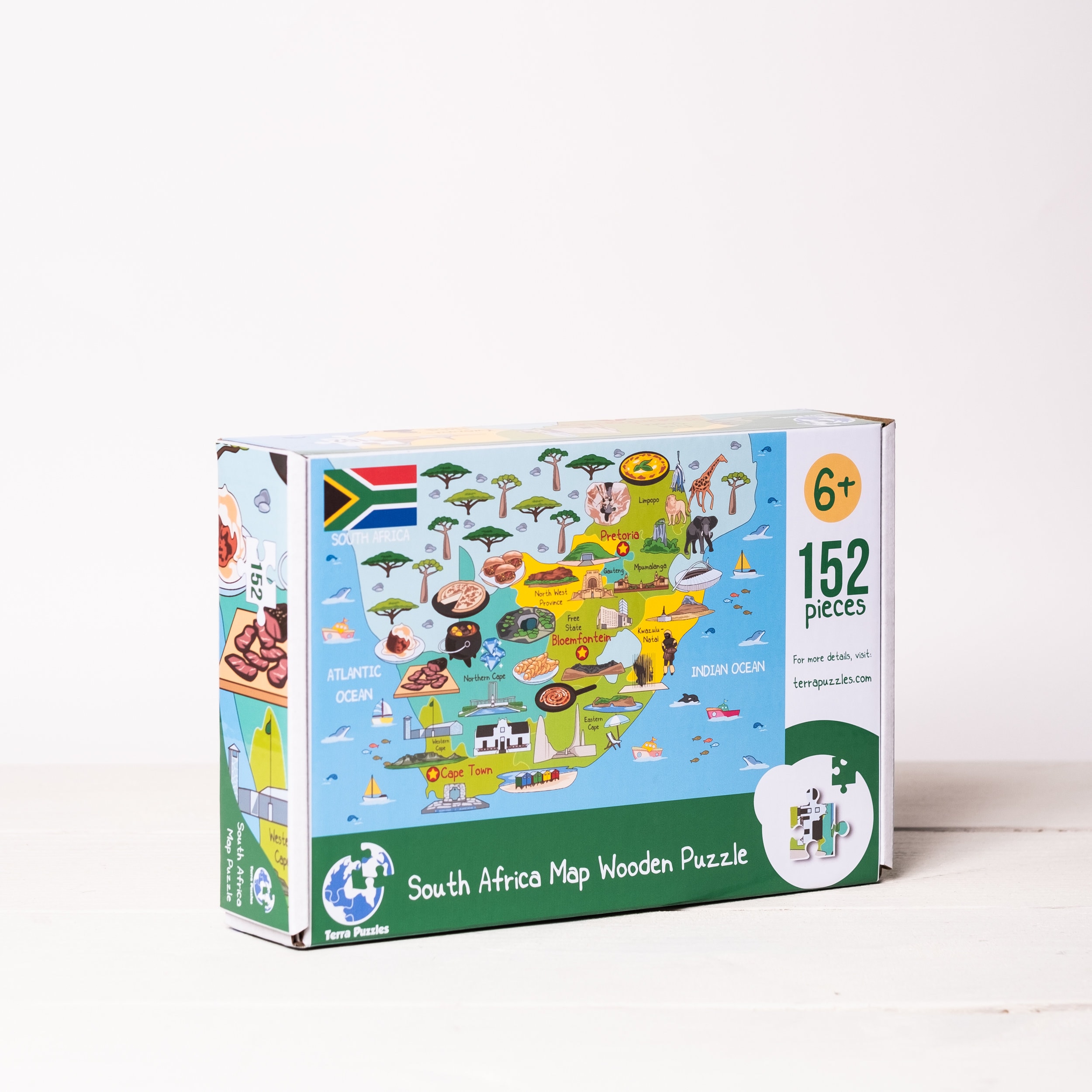 South Africa Map Wooden Jigsaw Puzzle for Kids and Adults, Holiday Educational Family Fun Board Games, Cultural Food And Landmark