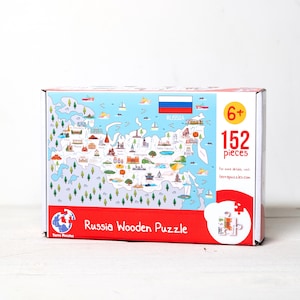Russland Illustration Holzpuzzle, Urlaub Laser geschnitten Brettspiele, Montessori Puzzle Karte für Kinder, russisches Essen Kulturelles Wahrzeichen