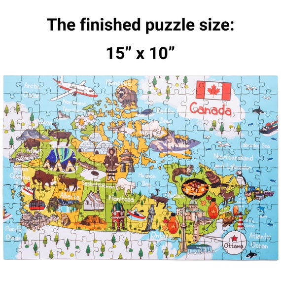 Canada Map Wooden Jigsaw Puzzle for Kids and Adults, 152 Pieces