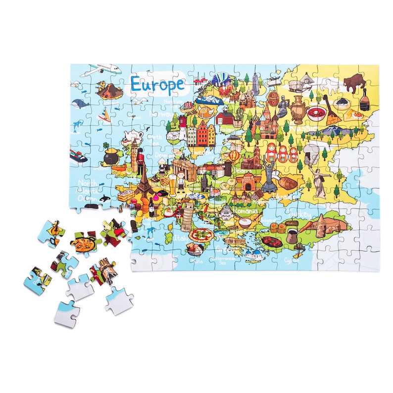 Europe Map Jigsaw Puzzle Colorful Montessori Map Puzzle for Etsy