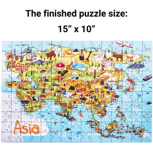 Asia Map Wooden Jigsaw Puzzle for Kids 6, Educational Illustrated Map Puzzle, Montessori Board Games, Holiday Gift Ideas image 4