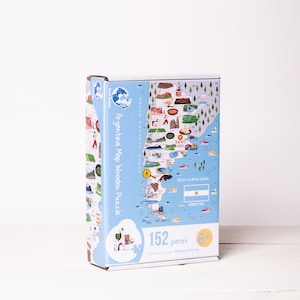 Argentinië kaart houten puzzel voor kinderen, handgemaakte educatieve Montessori bordspellen, Argentinië eten en cultureel monument