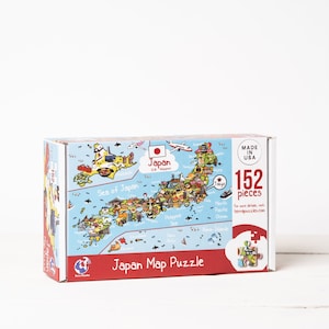 Japan Karte Holzpuzzle für Kinder und Erwachsene, Asien illustrierte Karte Puzzle, pädagogisch wertvolles japanisches Karte Puzzle 152 Teile