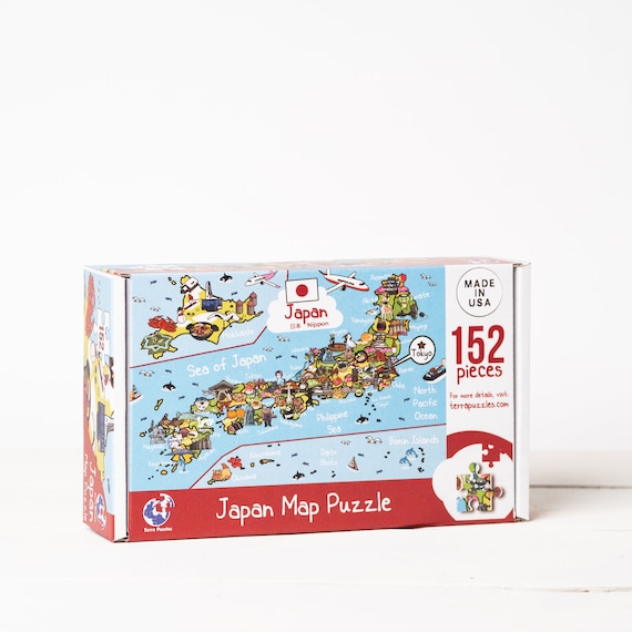 Puzzle en bois carte du Japon pour enfants et adultes, puzzle