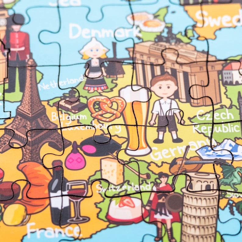 Europe Map Jigsaw Puzzle Colorful Montessori Map Puzzle for Etsy