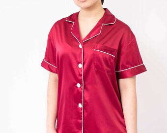 Red Silk Pajamas - Etsy