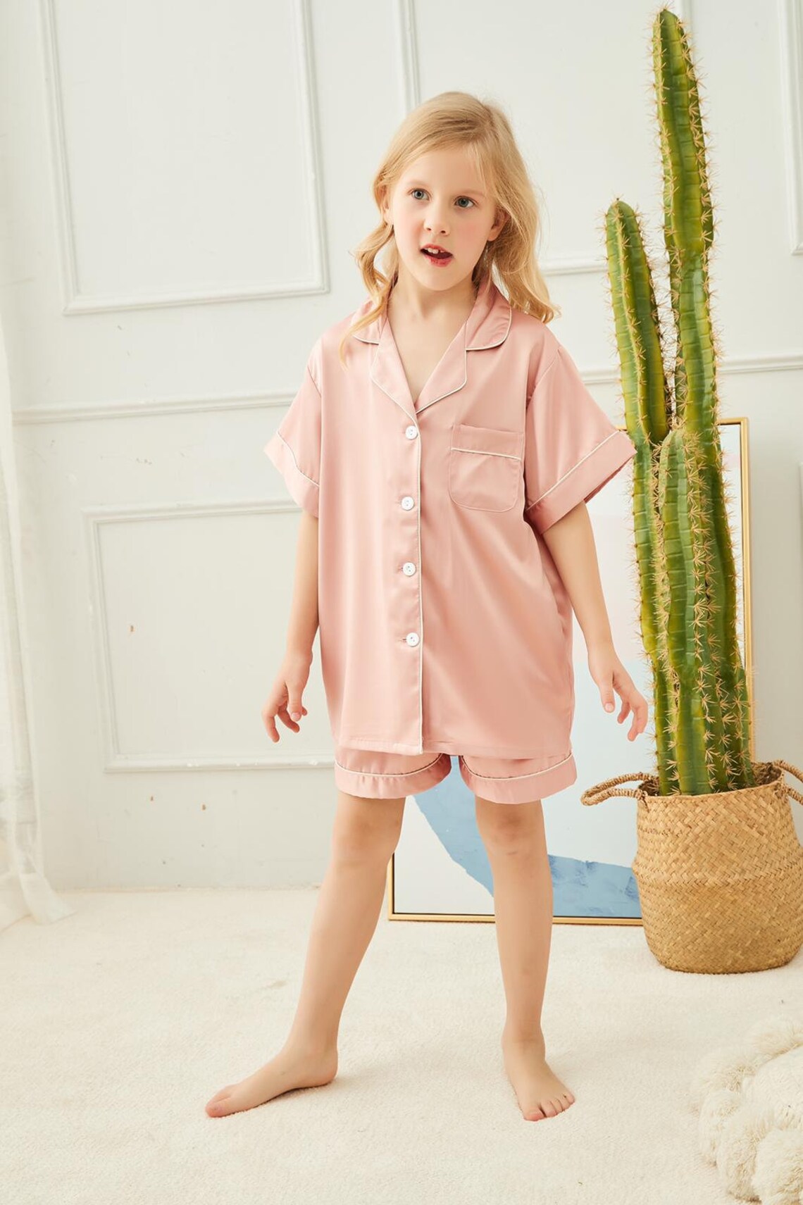 Kids satin Pajama Summer nightwear pjs set children Etsy