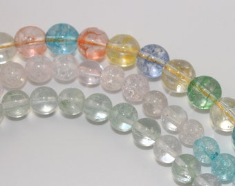 crackle glass beads, round; multiple lots in this listing