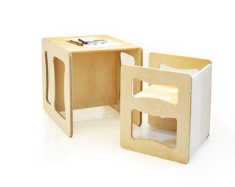 Montessori tafel/stoel, Kindertafel, Kinderstoel, Multifunctionele tafel/stoel, Montessori meubilair, peuter cub stoelen, peuterstoel