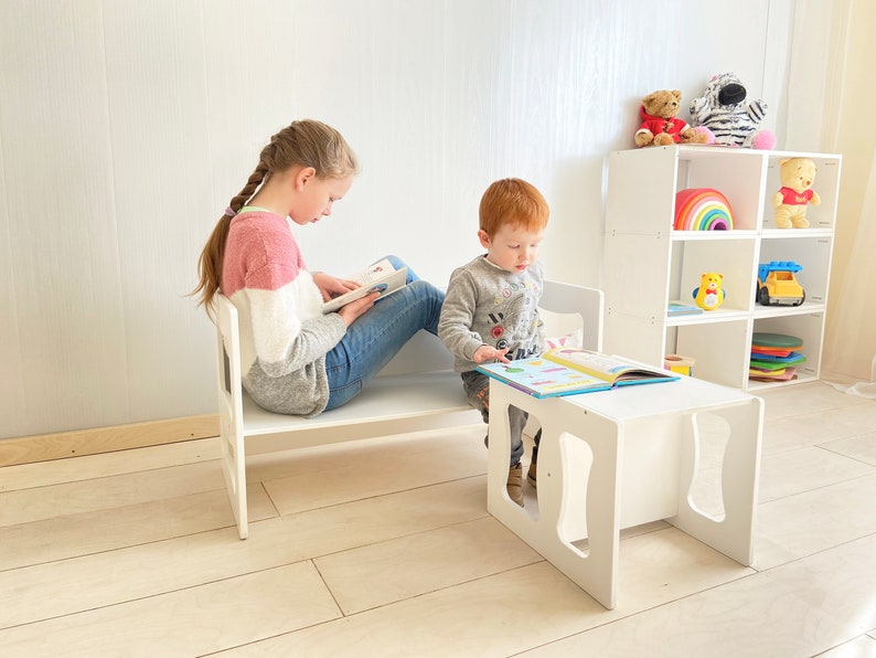 Montessori Tisch / Stuhl, Kindertisch, Kinderstuhl, multifunktionaler Tisch / Stuhl, Montessori-Möbel, Kinderstuhl, Kinderstuhl Bild 3