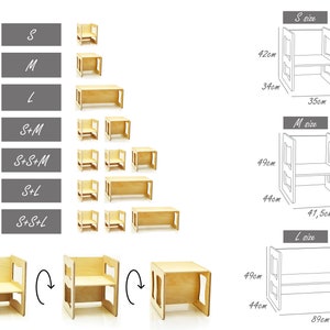 Montessori Tisch / Stuhl, Kindertisch, Kinderstuhl, multifunktionaler Tisch / Stuhl, Montessori-Möbel, Kinderstuhl, Kinderstuhl Bild 5