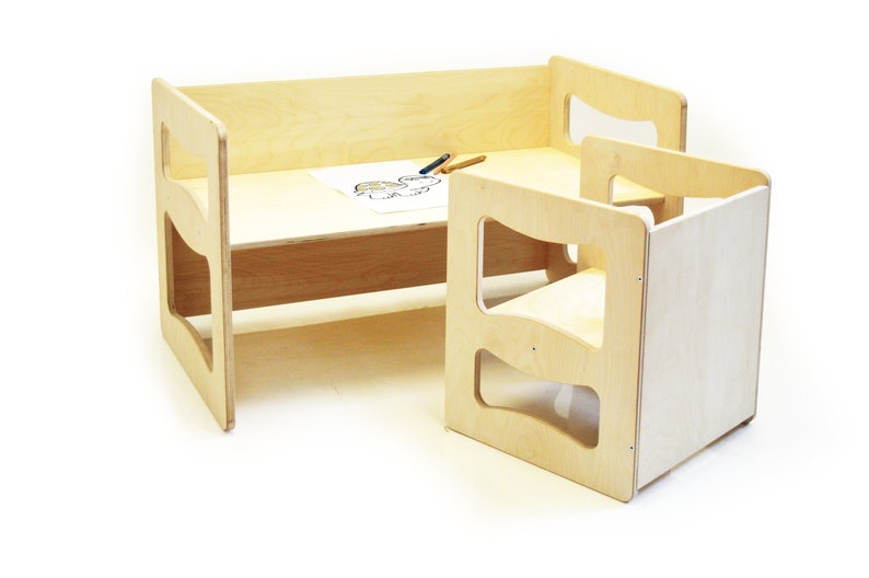 Montessori-Tisch/Stuhl, Kindertisch, Kinderstuhl, Multifunktionstisch/Stuhl, Montessori-Möbel, Kleinkind-Cub-Stühle, Kleinkind-Stuhl Bild 9