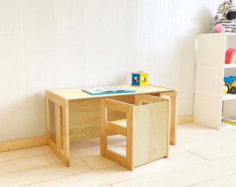 Montessori tafel/stoel, Kindertafel, Kinderstoel, Multifunctionele tafel/stoel, Montessori meubilair, peuter cub stoelen, peuterstoel